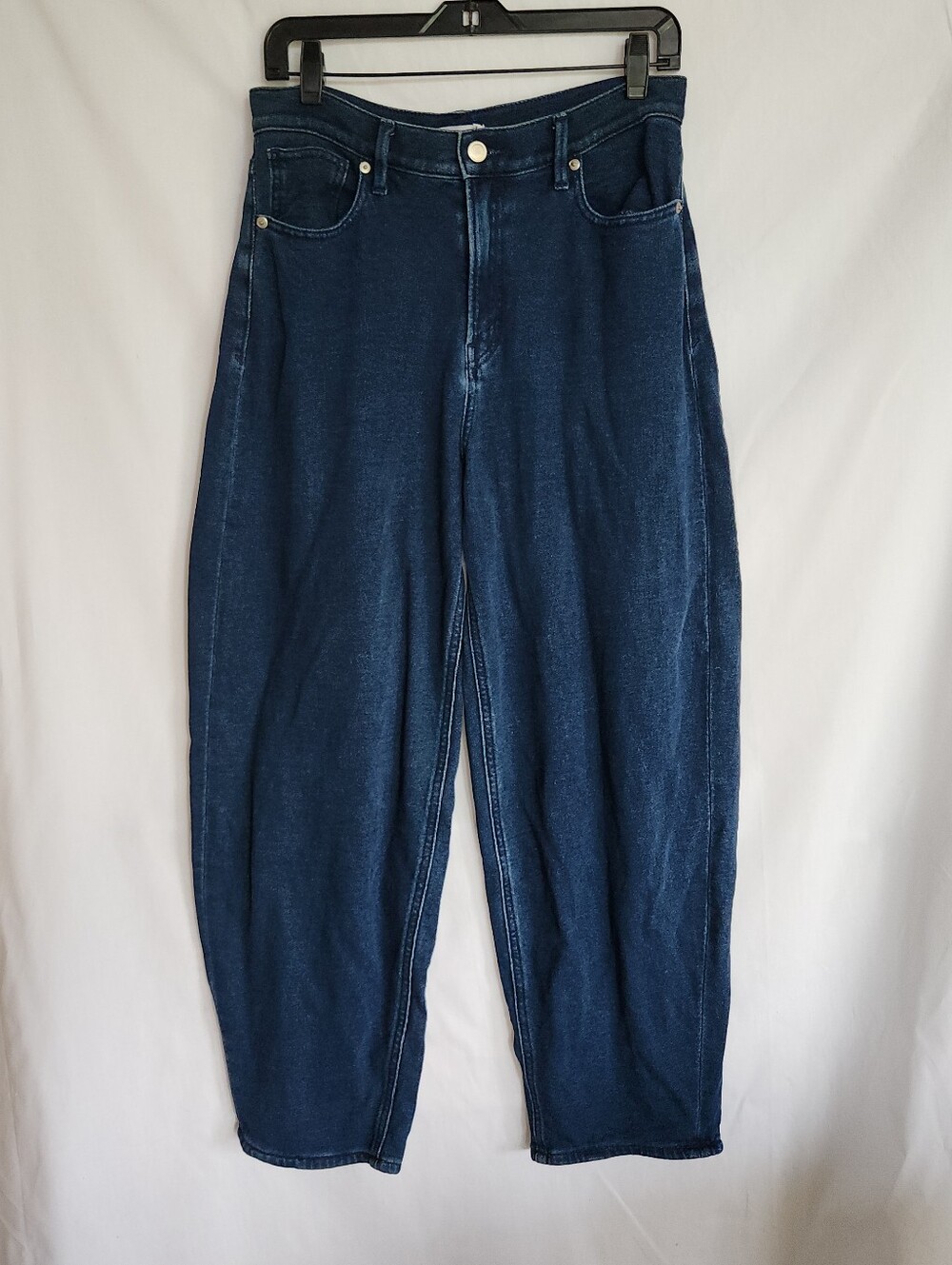 Good American Indigo Barrel Leg Jeans High Rise 100% Cotton Womens 8/29